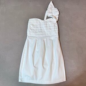 Soirée Mini Dress Medium White One Shoulder Ruched Bridal